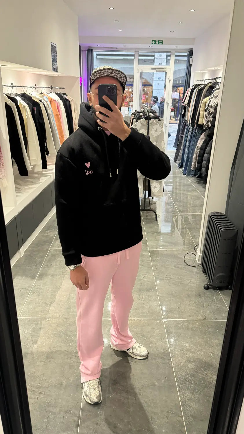 ADJ - Pull Noir - Cœur Rose & Print Dos